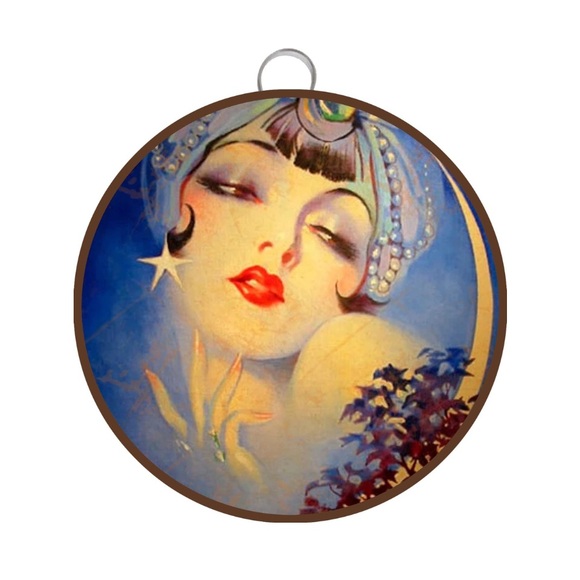 Art Deco Style Wall Hanging with Red and Blue Accents - Picture 3 of 3